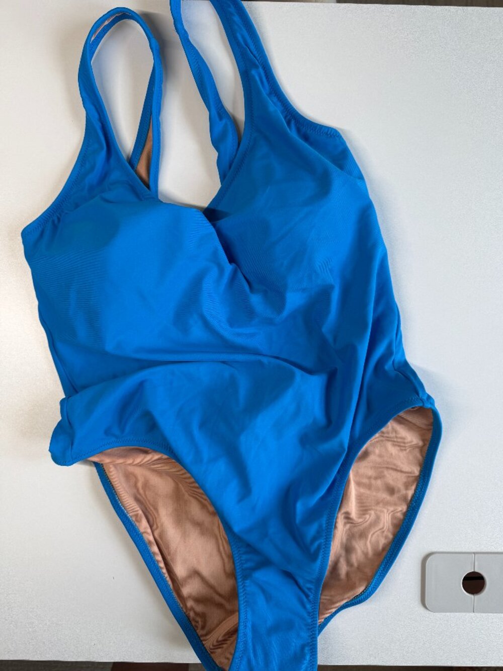 J.Crew Blue One Piece Swimsuit Size 10 Ruched Tummy Control NWT